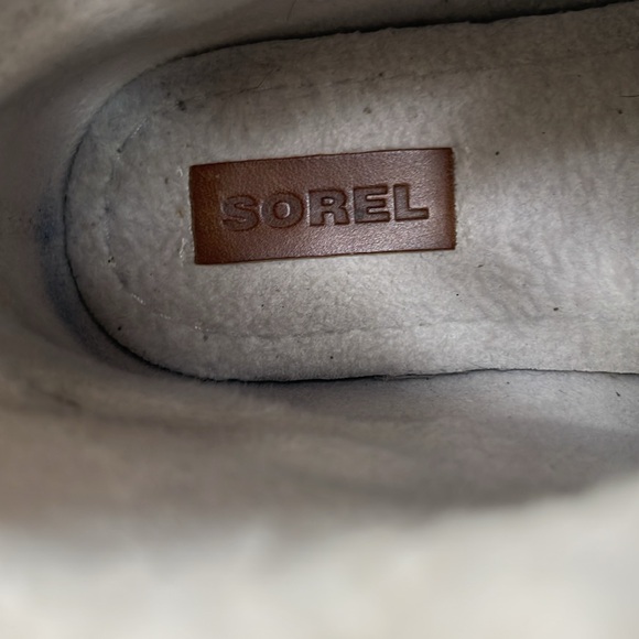 SOREL Sneakchic Alpine Suede Leather Shearling Boots Beige Gray Women’s Size 9 - Picture 14 of 15
